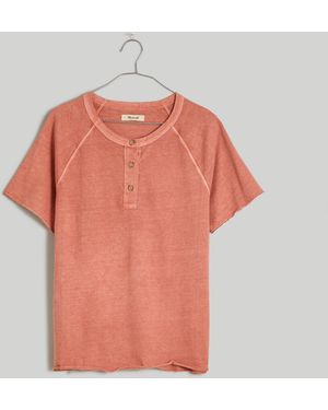 MW Garment-Dyed Raglan Henley Tee - Orange