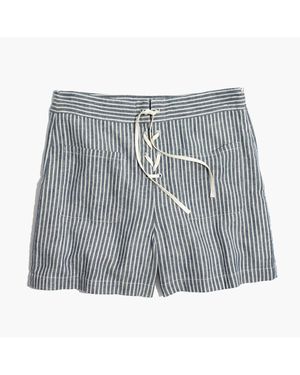 MW Striped Lace-Up Shorts - White