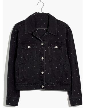 MW The Boxy-Crop Jean Jacket: Metallic Dot Edition - Blue