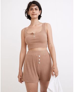 MW L Ribbed Henley Pull-On Shorts - Natural