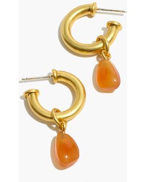 MW Carnelian Charm Chunky Small Hoop Earrings - White