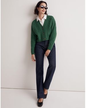 MW Cable-Knit Crop Cardigan - Green