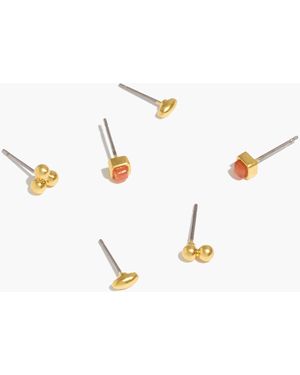 MW Carnelian Stud Earring Set - White
