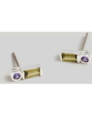 MW The Tennis Collection Baguette Crystal Stacking Stud Earrings - Metallic