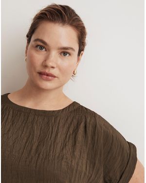MW Plus Pleated Crewneck Top - Brown