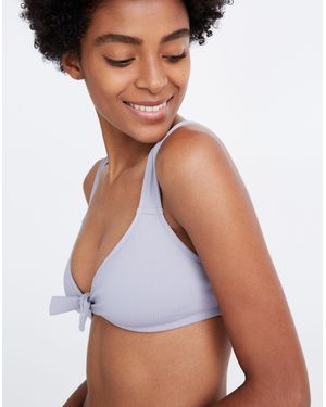 MW Madewell Second Wave Ribbed Tie-Front Bikini Top - White