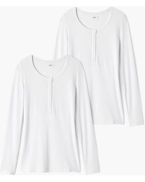 MW Storq Two-Pack Maternity Rib Henley Tees - White