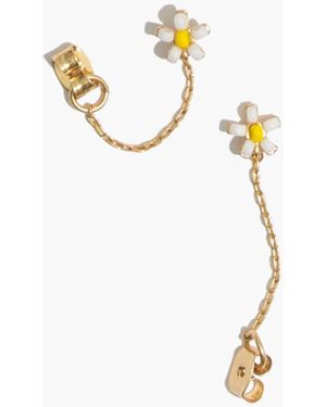 MW Seed Bead Daisy Chain Huggie Hoop Earrings - Metallic
