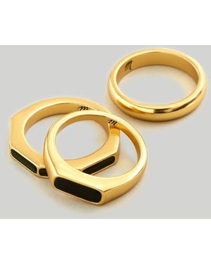MW Geometric Malachite Stacking Ring Set - Metallic