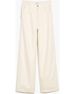 MW Cotton-Linen Pleated Wide-Leg Trousers - White