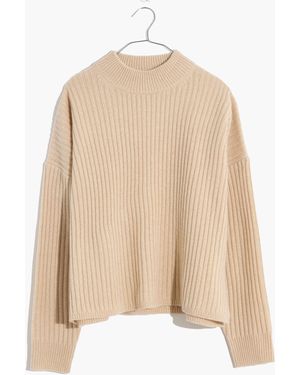 MW (Re)Sourced Cashmere Ribbed Mockneck Pullover Jumper - Natural