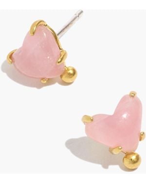 MW Rose Quartz Heartlove Stud Earrings - White