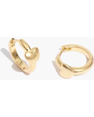MW Puffed Heart Huggie Hoop Earrings - White