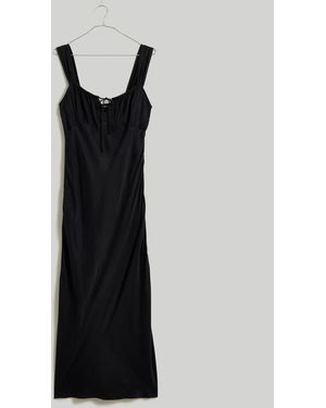 MW Petite Square-Neck Midi Dress - Black