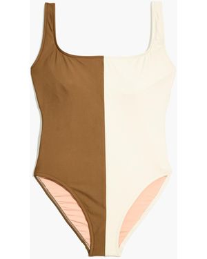 MW Plus Madewell Second Wave Square-Neck Tank One-Piece Swimsuit - White