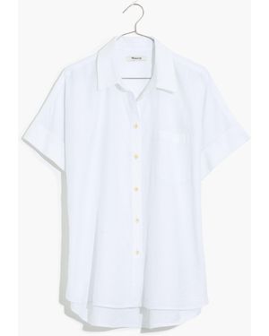 MW Plus Linen-Blend Courier Pleat-Back Shirt - White