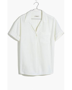 MW Plus Linen-Blend Swenson Popover Shirt - White