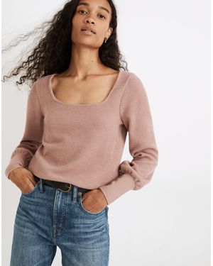 MW Ottoman Rib Square-Neck Top - Blue