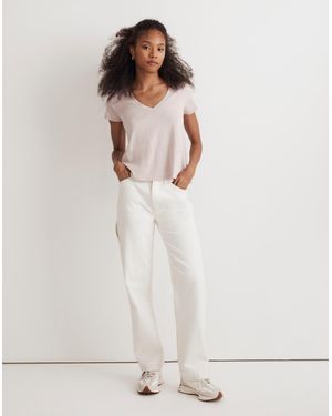 MW Softfade Cotton V-Neck Crop Tee - White