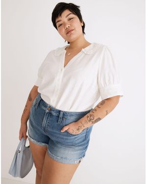 MW Plus Curvy High-Rise Denim Shorts - White