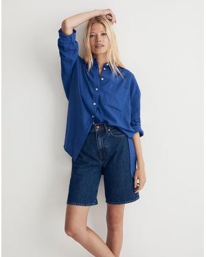 MW The Linen-Blend Oversized Shirt - Blue