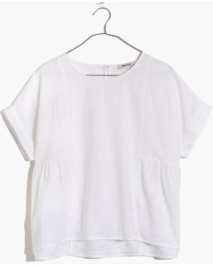 MW Cuffed-Sleeve Shirred Top - White