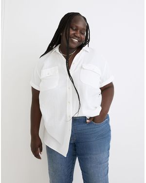 MW Plus Lightspun Short-Sleeve Flap-Pocket Shirt - White