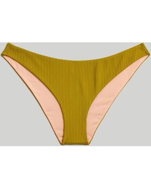 MW Madewell Second Wave Ribbed Classic Cheeky Bikini Bottom - White