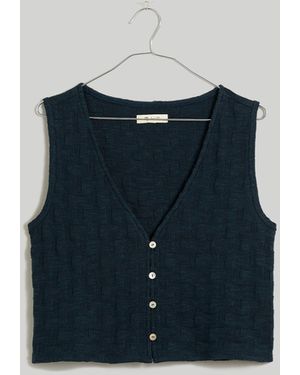 MW Basketweave-Stitch Vest - Blue