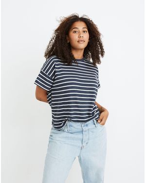MW Whisper Cotton Rib-Crewneck Tee - Blue