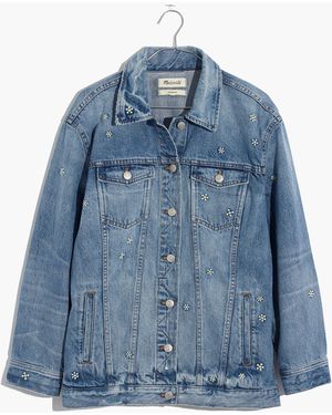 MW The Oversized Jean Jacket: Daisy Embroidered Edition - Blue