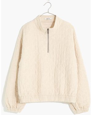 MW Plus Diamond Jacquard Half-Zip Pullover Top - Natural