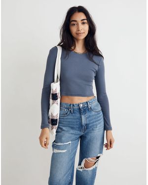 MW Finerib Crewneck Long-Sleeve Tee - Blue