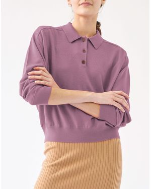 MW Demy By Demylee&Trade; Merino Wool Jeni Polo Jumper - Purple
