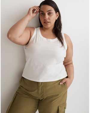 MW Plus Softfade Cotton Boxy-Crop Tank - White