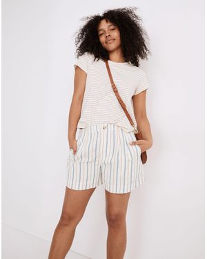 MW Linen-Blend Track Shorts - White