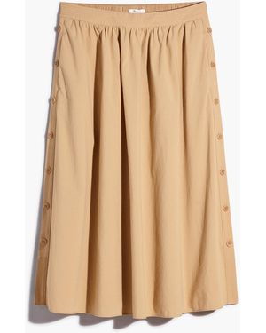 MW Signature Poplin Side-Button Midi Skirt - Natural