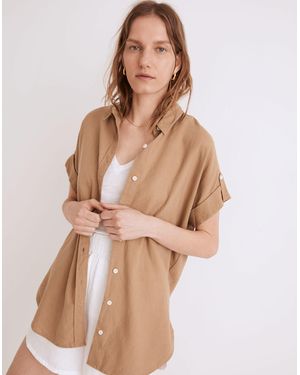 MW Linen-Blend Courier Tunic Shirt - Brown