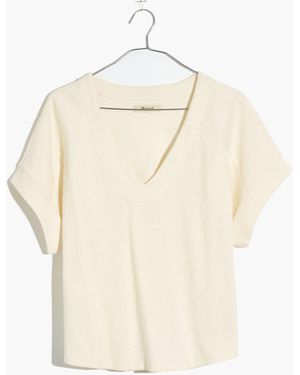 MW Ottoman Jacquard V-Neck Boxy Top - White