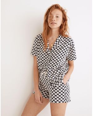MW Floral Check Jacquard Drawstring Shorts - White