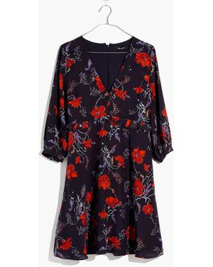 MW Silk Ruffle-Waist Dress - Blue