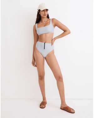MW Madewell Second Wave Zip High-Cut Bikini Bottom - White