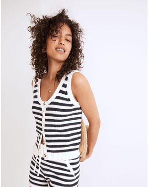 MW Striped Bryant Button-Front Jumper Tank - White