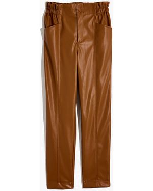 MW Vegan Leather Pull-On Paperbag Trousers - White