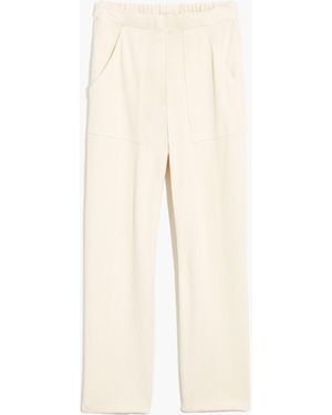 MW Brushed Herringbone Jacquard Tie-Waist Tapered Trousers - White