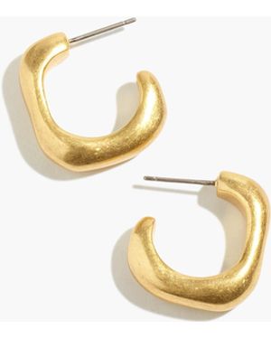 MW Angled Chunky Small Hoop Earrings - White