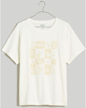 MW Plus Seaside Papercut Graphic Softfade Cotton Oversized Tee - White