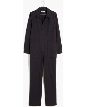 MW Brushed Canvas Belted Jumpsuit - Blue