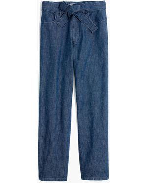 MW Denim Tie-Waist Tapered Trousers - Blue