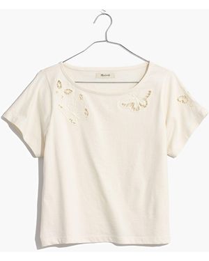 MW Butterfly Embroidered Eyelet Setlist Boxy Tee - Natural
